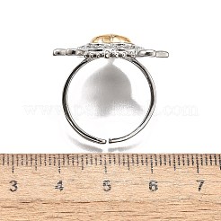 Gothic Style Brass Micro Pave Clear Cubic Zirconia Cuff Rings for Women&nbsp;RJEW-U051-02A-GP