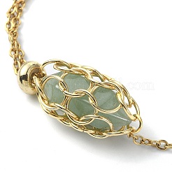 Natural Green Aventurine Bullet Link Slider Bracelets&nbsp;BJEW-JB09902-03