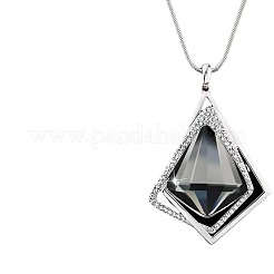 Alloy Crystal Rhinestone and Light Steel Blue Glass Pendant Long Necklaces&nbsp;FS-WG47C14-08