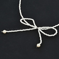 Resin Pearl Beaed Bowknot Pendant Necklaces for Women&nbsp;NJEW-K386-02B-P