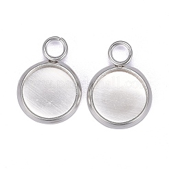 201 Stainless Steel Pendant Cabochon Settings&nbsp;STAS-F191-14S-A