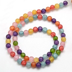 Frosted Synthetic Crackle Quartz Round Beads Strands&nbsp;G-L155-6mm-04