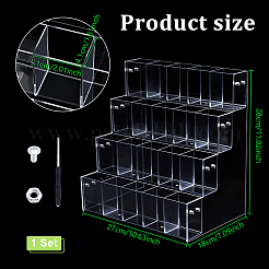 4-Tier Acrylic Marker Pen Organizer Display Riser Stands&nbsp;ODIS-WH0043-190B