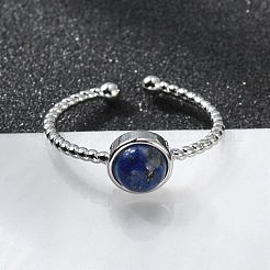 Natural Gemstone Cuff Finger Rings&nbsp;RJEW-I052-01P