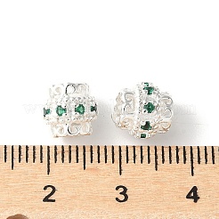Brass Micro Pave Cubic Zirconia European Beads&nbsp;KK-U067-08S-02