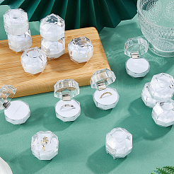 50Pcs Octagonal Transparent Plastic Ring Boxes&nbsp;OBOX-DC0001-02A