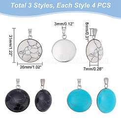 12Pcs 3 Colors Synthetic Turquoise Pendants&nbsp;STAS-UN0039-61