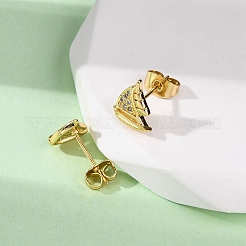 Brass Micro Pave Clear Cubic Zirconia Earrings&nbsp;LS-EJEW-D328-03G-01