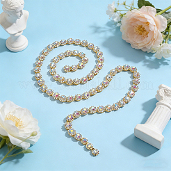 1Yard Floral Alloy & Rhinestone Hotfix Resin Rhinestone&nbsp;AJEW-HY0003-61