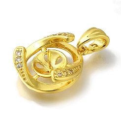 Rack Plating Brass Micro Pave Clear Cubic Zirconia Pendant Settings&nbsp;KK-H485-03G