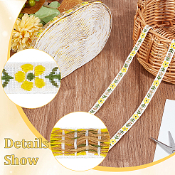 Polyester Jacquard Flower Ribbon&nbsp;OCOR-WH0085-48