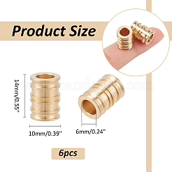 6Pcs Antique Style Groove Column Shape Brass Beads&nbsp;FIND-NB0005-34G