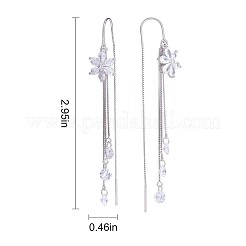 Anti-Tarnish Clear Cubic Zirconia Flower with Chain Tassel Dangle Earrings&nbsp;JE1046A