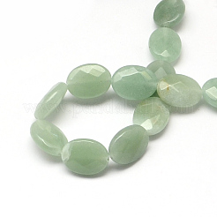 Faceted Oval Natural Green Aventurine Beads Strands&nbsp;G-R303-09