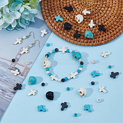 180Pcs 9 Styles Synthetic Turquoise Dyed Beads&nbsp;G-FI0001-21