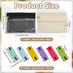 8Pcs 2 Colors Rectangle Veleteen Zipper Clutch Bags&nbsp;AJEW-OC0015-11A