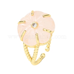 Flower Natural Mixed Stone Cuff Rings&nbsp;RJEW-G366-01G
