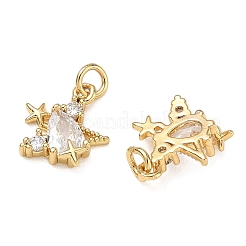 Brass Micro Pave Clear Cubic Zirconia Charms&nbsp;CU-CBAF0F8-16A-G