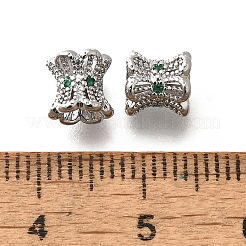 Brass Micro Pave Green Cubic Zirconia Beads&nbsp;KK-M318-24P-02