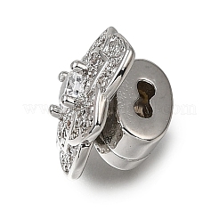 Brass Micro Pave Clear Cubic Zirconia Slide Charms&nbsp;CU-CBA4292-01P