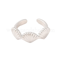 Shell Shape Brass Open Cuff Rings&nbsp;RJEW-U009-07P