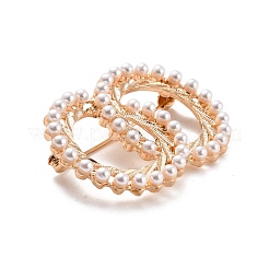 Double Rings Interlocking Circles Imitation Pearl Brooch&nbsp;JEWB-P010-01