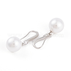 Rack Plating Brass Cubic Zirconia ABS Pearl Earring Hooks&nbsp;EJEW-S219-16P-07