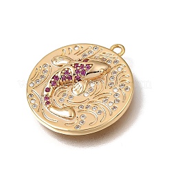 Brass Micro Pave Purple Cubic Zirconia Pendants&nbsp;CU-CBA7960-04G