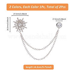 2Pcs 2 Colors Zinc Alloy Hanging Chain Brooches&nbsp;AJEW-FH0004-96