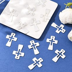 Hammered Cross Alloy Pendants&nbsp;PALLOY-D071-MS