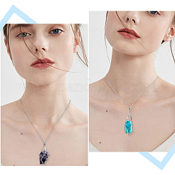 2 Sets 2 Colors 304 Stainless Steel Cuboid Link Chain Macrame Pouch Empty Stone Holder Necklace Making&nbsp;NJEW-BBC0001-40