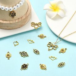 64Pcs 8 Styles Tibetan Style Alloy Heart Flat Round Flower Links Connector Charms&nbsp;TIBE-FS0003-34