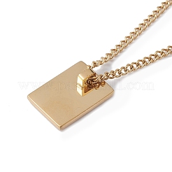 Stainless Steel Initial Letter Rectangle Pendant Necklace for Men Women&nbsp;LS-NJEW-E090-01G-17