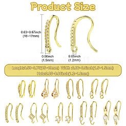 18Pcs 9 Styles Brass Micro Pave Clear Cubic Zirconia Earring Hooks&nbsp;ZIRC-CJ0001-29