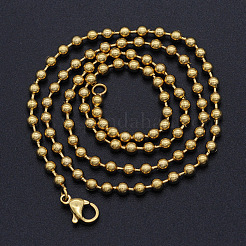 Ion Plating(IP) Unisex 304 Stainless Steel Ball Chain Necklaces&nbsp;NJEW-T012-05-56-G