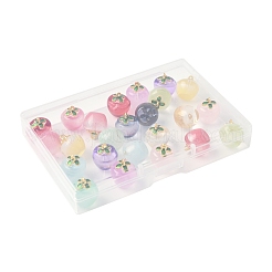 24Pcs 12 Colors Transparent Glass Apple Pendants&nbsp;DGLA-FS0001-15