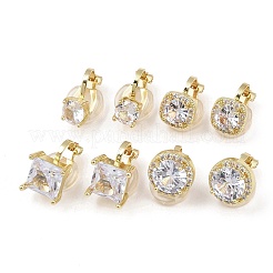 Brass Micro Pave Clear Cubic Zirconia Cuff Earrings&nbsp;EJEW-Z148-01G