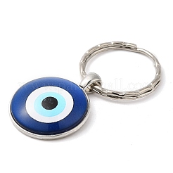 Half Round/Dome Alloy & Glass Pendant Keychain&nbsp;KEYC-D020-02P-03