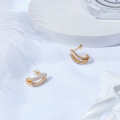 1 Pair Brass Micro Pave Clear Cubic Zirconia Enamel Stud Earrings for Women&nbsp;EJEW-LP0004-70