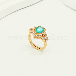 Adjustable Brass Micro Pave Cubic Zirconia Cuff Open Rings for Women&nbsp;SB7370-2
