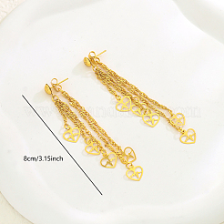Brass Heart Tassel Stud Earrings&nbsp;TY3987