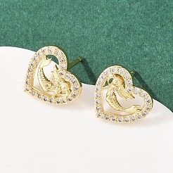 Brass Micro Pave Cubic Zirconia Pendant & Stud Earrings Sets for Women&nbsp;SJEW-F227-01M-G