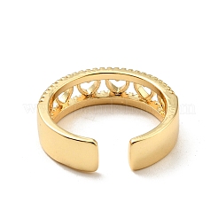 Clear Cubic Zirconia Heart Open Cuff Ring&nbsp;RJEW-G251-08G