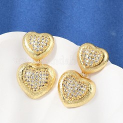 Brass Micro Pave Clear Cubic Zirconia Stud Earrings&nbsp;EJEW-H154-10A-G