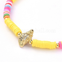 Handmade Polymer Clay Heishi Bead Stretch Bracelets&nbsp;X-BJEW-JB05078-02
