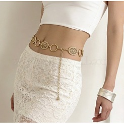 Zinc Alloy Hollow Floral Oval and Ring Link Chain Belts for Women&nbsp;WG4534D-01