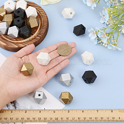 48Pcs 4 Styles Spray Painted Natural Wooden Beads&nbsp;WOOD-CA0001-74