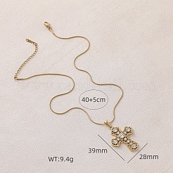 304 Stainless Steel with Clear Glass Hollow Cross Pendant Necklaces for Women Men&nbsp;LS-FR7878