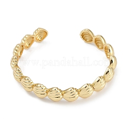 Shell Shape Rack Plating Brass Cuff Bangles for Women&nbsp;BJEW-P341-05G