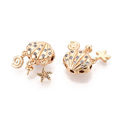 Brass Micro Pave Cubic Zirconia Beads&nbsp;KK-N275-11G
